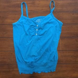Blue sweetheart neckline spaghetti strap tank